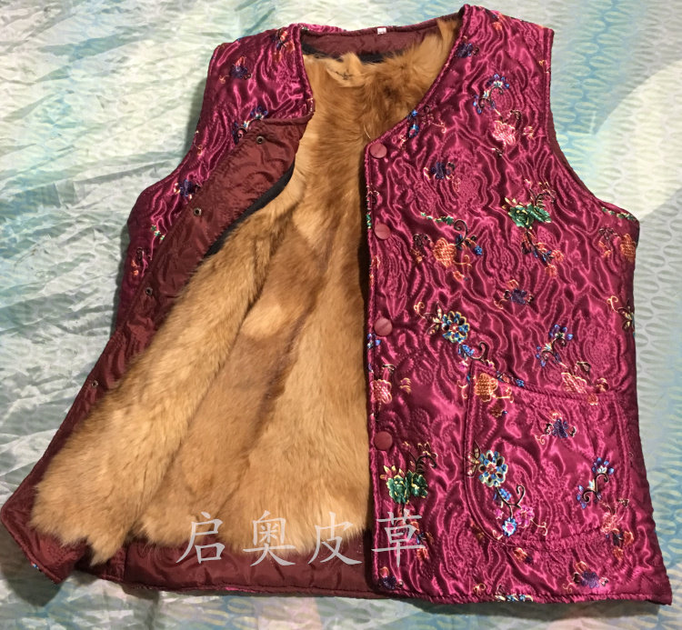 Wool vest female middle-aged and elderly autumn and winter fur all-in-one vest genuine fur mother grandma wear thick warm waistcoat