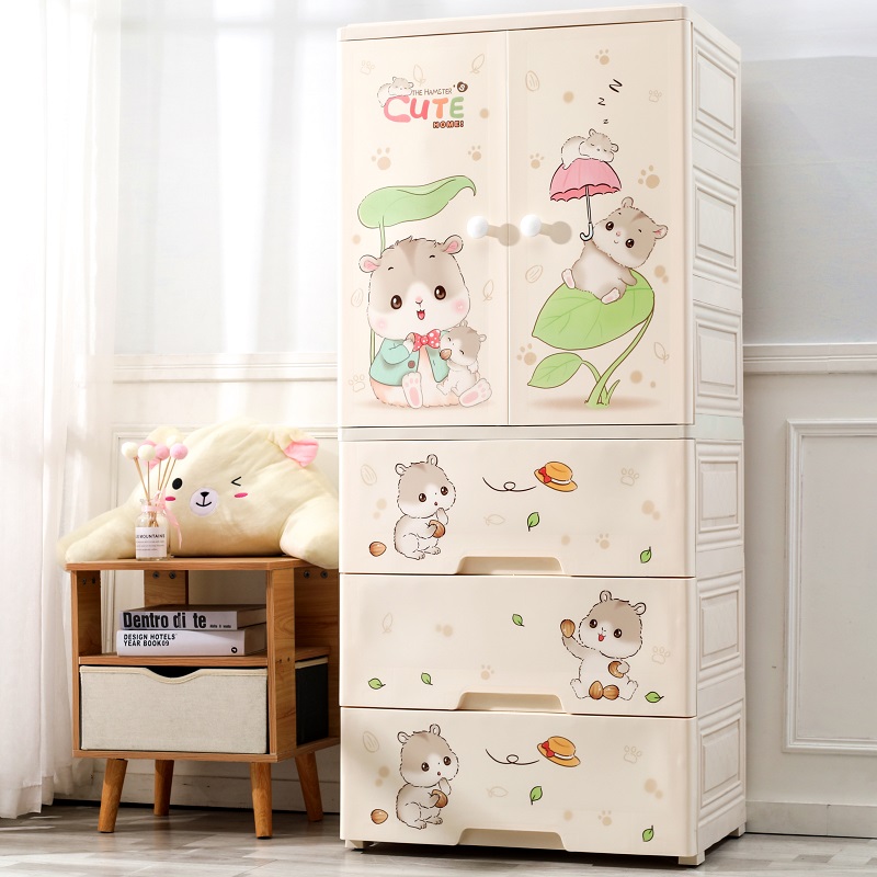 Thickened drawer storage cabinet children's simple two-door baby wardrobe plastic storage cabinet baby clothes overall cabinet