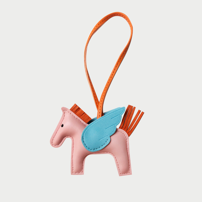 Hermès Small Horse Bag Charm with Cute Tassels, Versatile Leather Pegasus Pendant Suitable for Hermès Bag Accessories