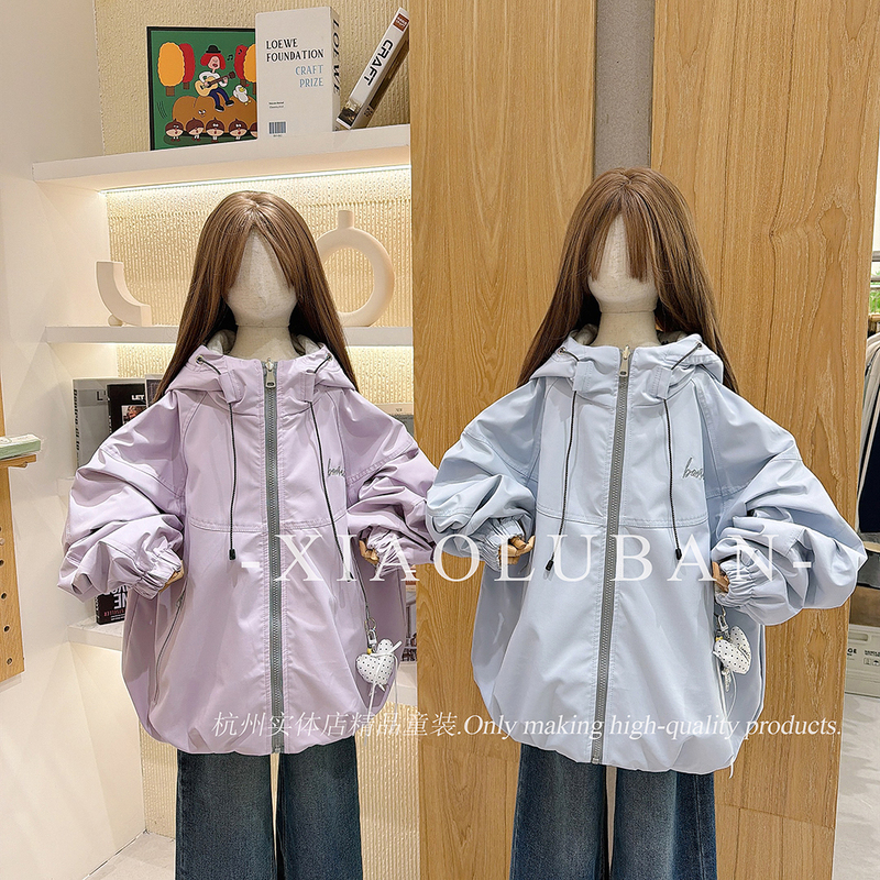 C2615 Korean Style Reversible Cocoon-Shaped Jacket Sweatshirt Coat Blue-Purple [in Stock 140 150]