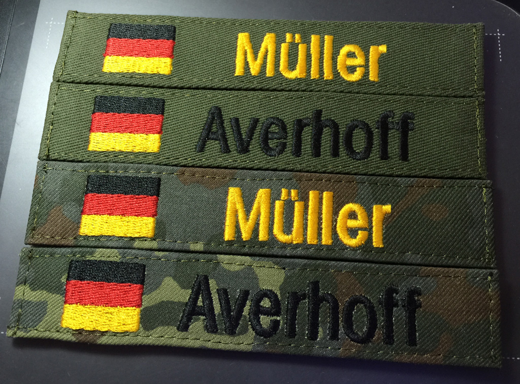 German Plexiglass German German embroidered name Strip Custom OD Non-BDU M65 DCU USMC