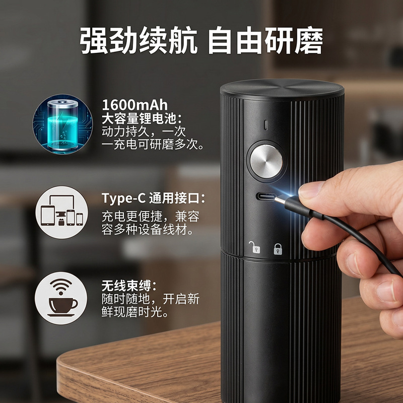 Portable Electric Coffee Grinder with All-Steel Grinding Core, USB Rechargeable Coffee Grinder, Electric Coffee Grinder, Small Coffee Machine Portable Electric Coffee Grinder with All-Steel Grinding Core, USB Rechargeable Coffee Grinder, Electric Coffee Grinder, Small Coffee Machine