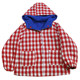 ZZZ homemade American childlike cute retro plaid hit color sapphire blue fleece double-sided wear hooded coat