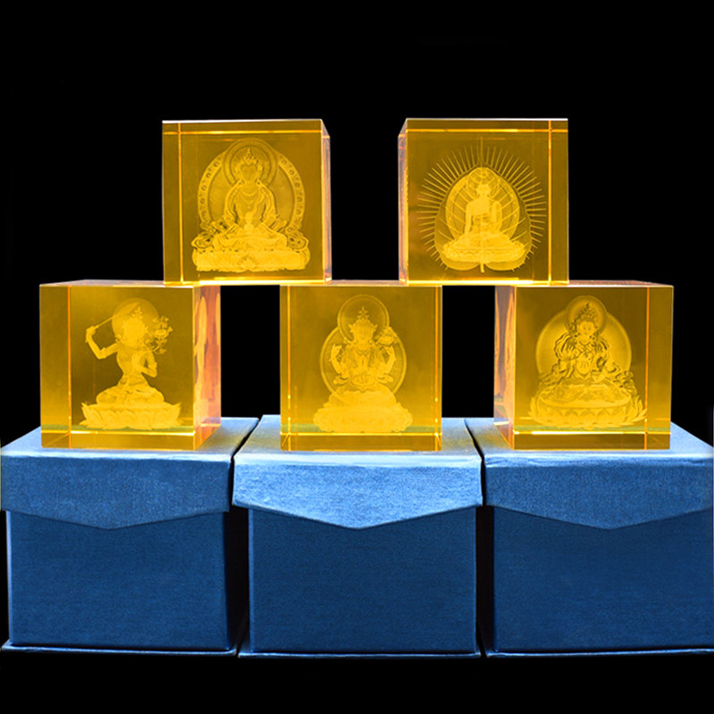 Tibetan crystal three-dimensional interior decoration Shakyamuni Manjushri Four-armed Guanyin Vajrasattva