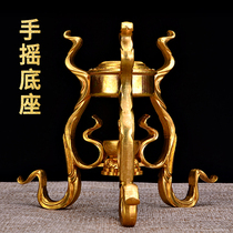 Pure copper hand-operated prayer wheel base three-legged three-dimensional base