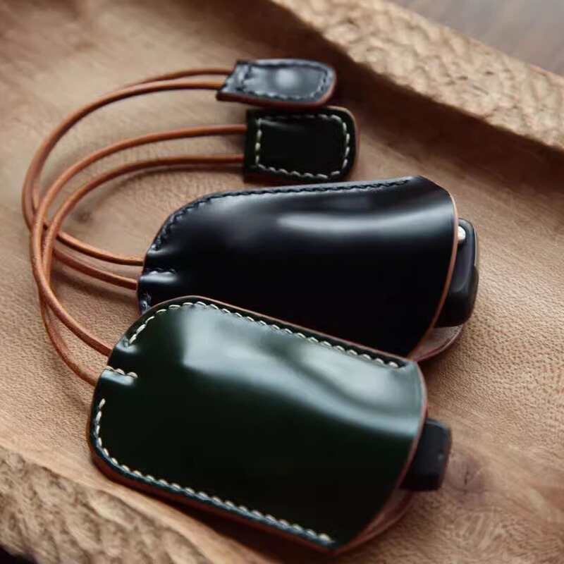 Yuyuan Original Handmade Leather Goods Drawstring Car Key Case Universal Car Key Cover Genuine Leather Handmade Sewing