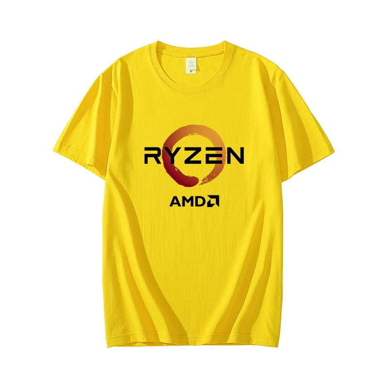 Футболка с процесором Ryzen AMD периферия выполнение нити разрыва компьютерный энтузиаст 100% хлопок короткий рукав одежда гик вера