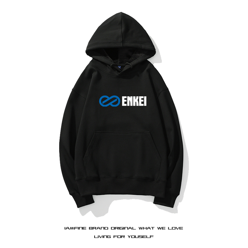 Japanese Enkei Wheel Print Hooded Sweatshirt for Men and Women, Modified Car Hoodie, Jdm Racing Merchandise Clothing for Autumn