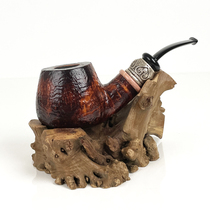 Marigold pipe rack pipe seat old root nodule tree nodule old material display stand handmade personalized creative ornaments