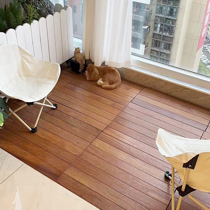Anticorrosive Wood Flooring Indoor Splicing Garden Terrace Floor Installation Solid Wood Seamless Quick-Install Balcony Solid Wood Flooring