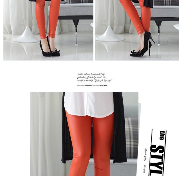 Quần legging giả da mới mặc quần mỏng phần da nữ chân đen quần lọt khe bó sát co giãn lớn trang phục mùa đông cho nữ