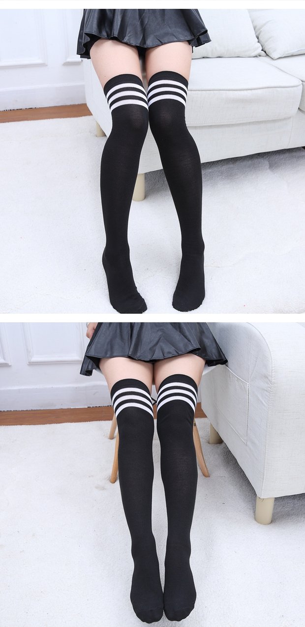 Mua 2 tặng 1 đôi vớ qua đầu gối Nữ vớ dài Nhật Bản trên tất đầu gối chồng chất đống vớ vớ cotton vớ cao vớ nữ tất đùi