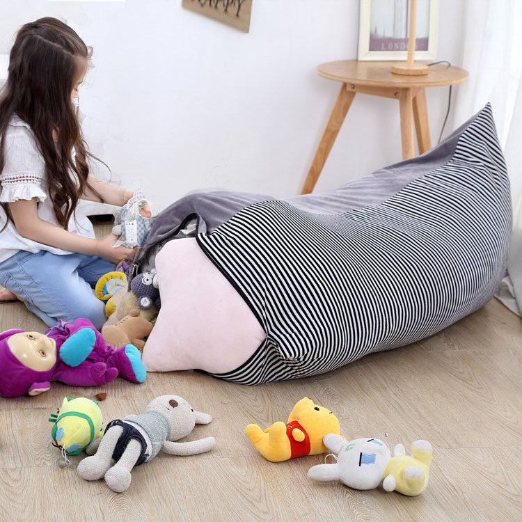 Hair Suede Toy Collection Bag Doll Dust-Proof Bag Black & White Striped Pull Chain Sloth Sofa Bean Bag Oversize