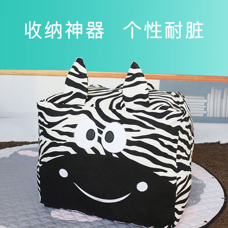 Children plush toy collection bag quality pure cotton canvas cartoon zebra with big square bean bag new cute