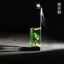 (Green Wood) hand-made planting a tree pendant resin drop sandalwood custom jewelry lovers gift items