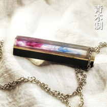 (Green Wooden) Handmade Moonlight Treasure Box Pendant Resin Glue Sandalwood Custom Jewelry Couple Gift Items