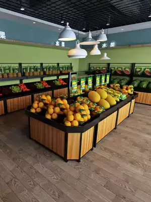 Fruit and vegetable shelves Fruit shop supermarket supermarket convenience store fruit and vegetable display rack fresh goods rack Nakajima steel wood