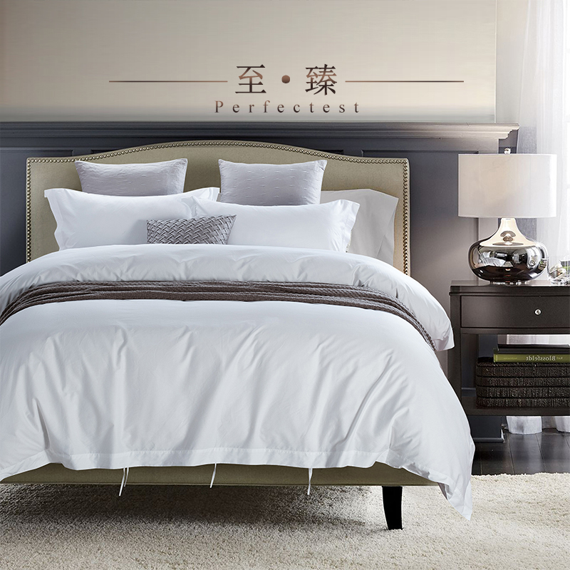 Five Star Hotel Bed Bedding Four Pieces of 80 Pure White Pure Cotton Full Cotton Goon Satin Sheets Quilt Cover Three Sets