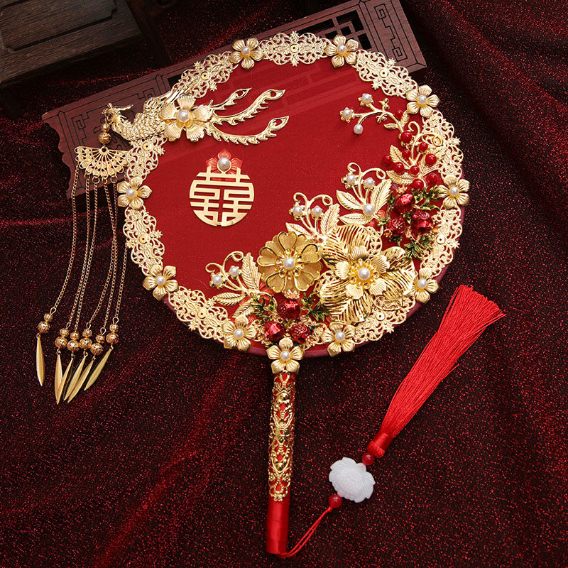 Ancient wind tuan fan bride wedding celebration Chinese wedding wedding wedding celebration fan bouquet diy handmade show hefu finished fan
