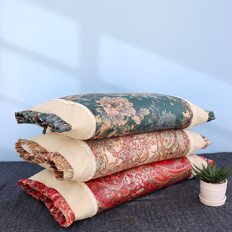 Pure cotton satin comfortable and breathable pure buckwheat husk pillow single dormitory hard pillow core with pillowcase to protect cervical vertebrae to help sleep