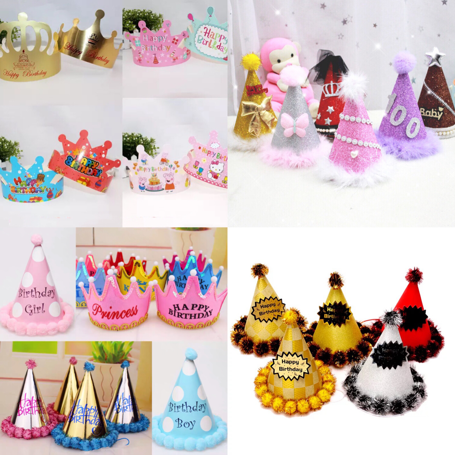 All styles of birthday hats children dressed up for light-emitting daily party supplies furry hats