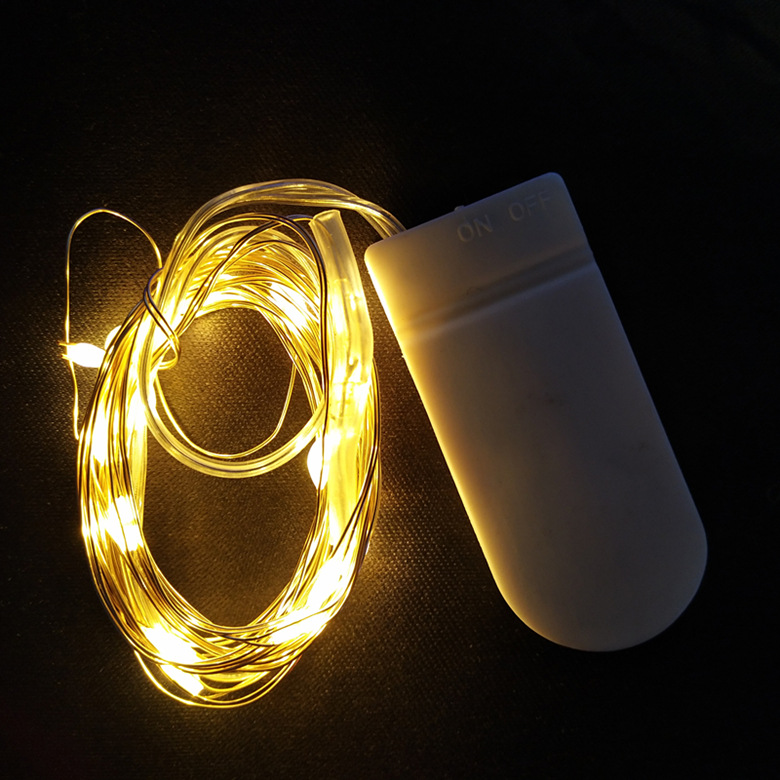 Rabbit baking LED copper wire warm white color string lamp button battery lamp baking lights