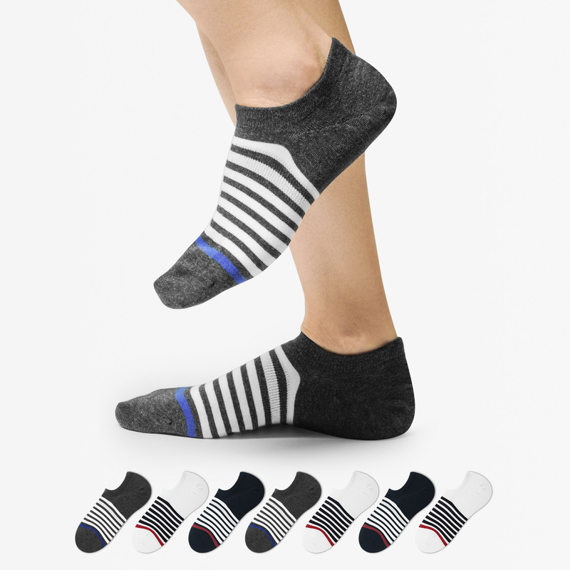 Necessary Rrzlzl Socks, Summer Boat Socks, Men's Deodorant and Sweat-Absorbent Cotton Socks That Don'T Fall Off, Shallow Mouth Casual Socks, 7 Pairs in Total