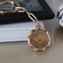 Coin Key Buckle Brass Retro Wind Key Buckle Sun God Coin Border Solid Pattern Custom Key Button