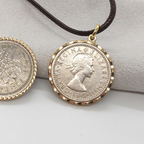 Original Custom Queen portrait Six pence coins lucky sixpence retro lucky coin pendant necklace small crowdsourced