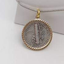 Wise God Ink Chulli Necklace Small Fly-Man Silver Coins European And European Retro Wind Silver Coin Necklace Silver Coin Pendant and Cents Necklace