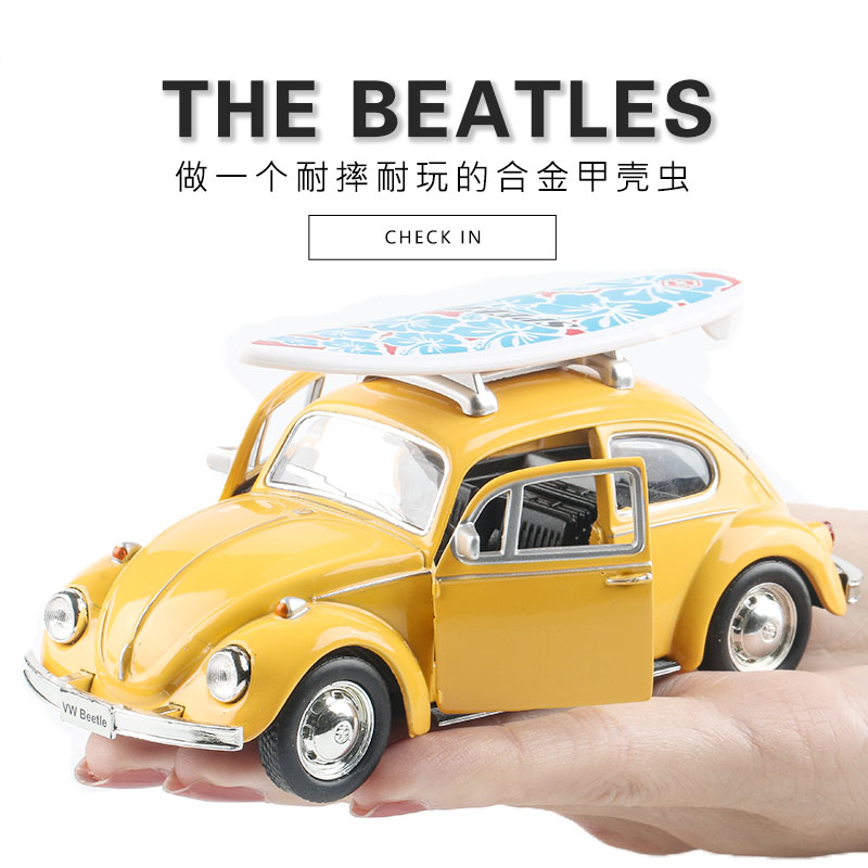 Simulation Fox Beetle Alloy Model Pendulum Boy Gift Back Force Small Car Children's Toy Car