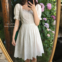 DALU light French romantic fairy bubble sleeve small white skirt female retro Forest first love white skirt waist top