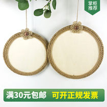  Retro round charm creative handmade pendant Kindergarten home decoration production material Forest hemp rope wooden board
