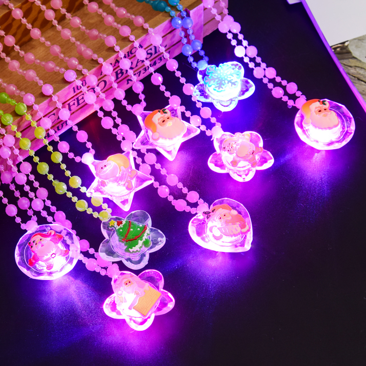 Christmas Shine Necklace With Rope Snowman Flashy Children Small Gift Christmas Eve Gift Kindergarten Adornment