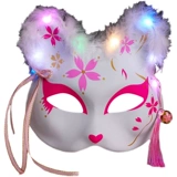 Маска лиса половина детского огненного света Мори Кос -Авента Авента, маленькая лиса японский стиль, древний стиль, девушка полное лицо