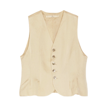 EIN says retro old money style flowing linen waist petal placement temperament V-neck bumper vest 24 summer new style