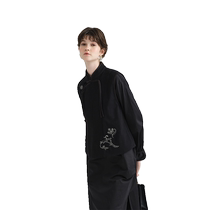 EIN style new Chinese style flannel sheep wool arabesque embroidery stand collar lace-up vest 24 early autumn new style