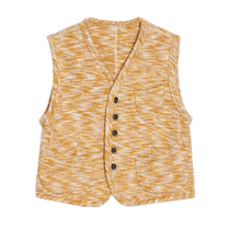 EIN says retro old money style wool washed velvet mixed color knitted multi-pocket V-neck vest vest 24 spring new style