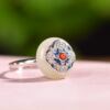 Vintage palace Hetian jade silver open ring