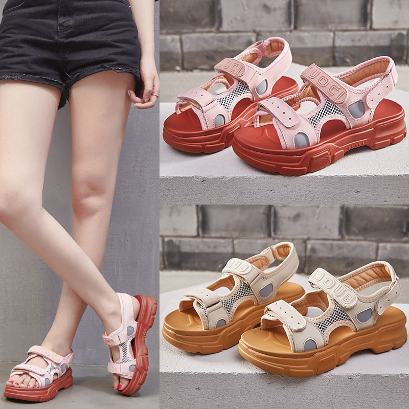 2020 New Hundred Pattern Magic Students Thick - sole Dew - toe Red Super Fire Sandals Tide