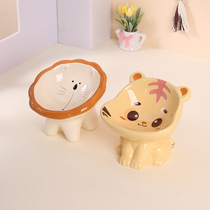 Cute ceramic cat food bowl anti-black chin cat drinking bowl round internet celebrity large capacity exquisite pet cat bowl