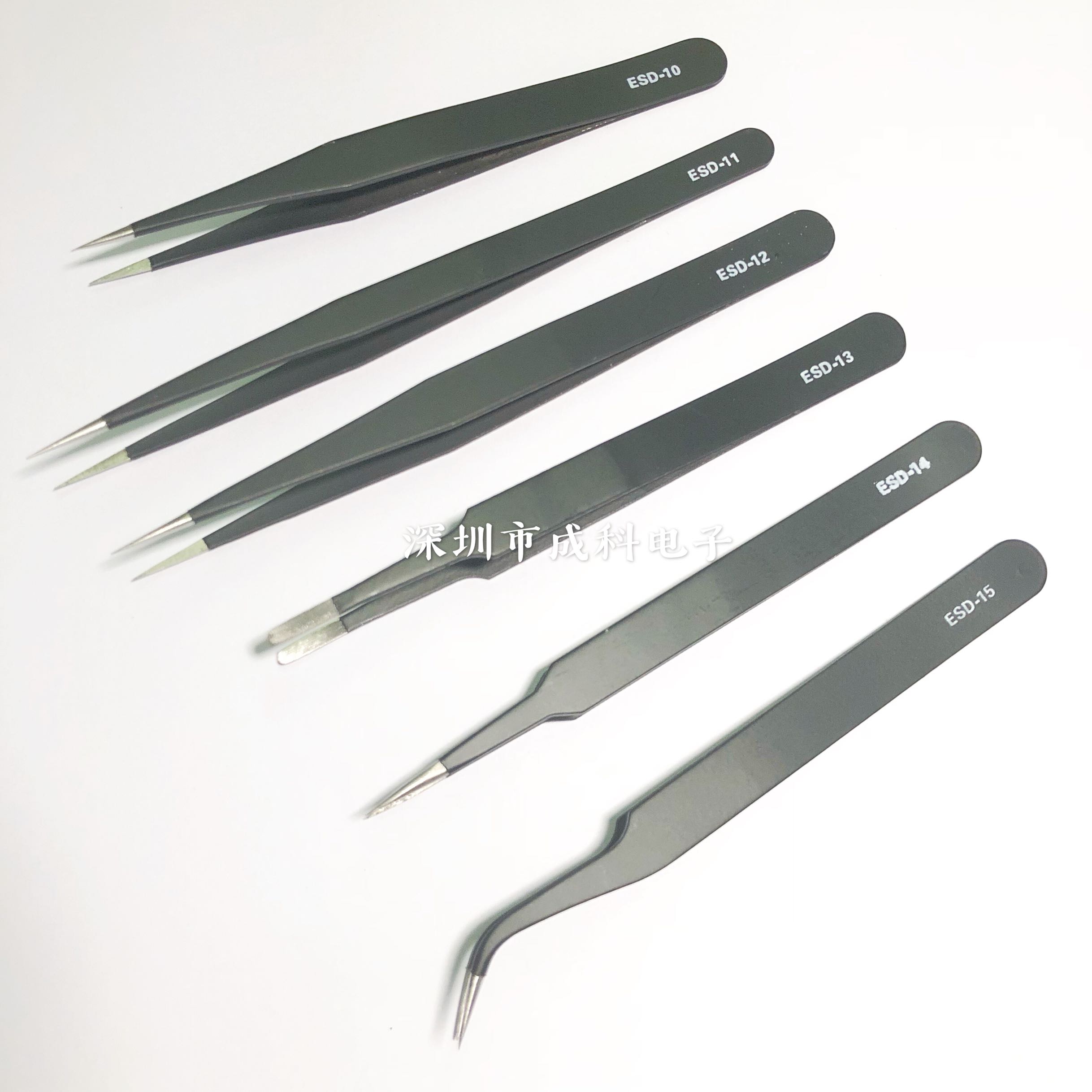 Anti-static tweezers stainless steel tweezers special tip thickened electronic tweezers elbow tip flat mouth clamping tool