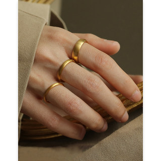 Niche Design Minimalist Style Ring for Women, High-End Light Luxury Plain Band, Traditional Style Index Finger Ring, Fashionable and Simple, Trendy Instagram Accessory