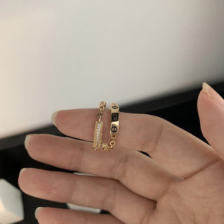 Double-Layer Open Ring for Women, Niche Design, Trendy Minimalist Style, High-End Light Luxury, Simple and Fashionable Index Finger Ring