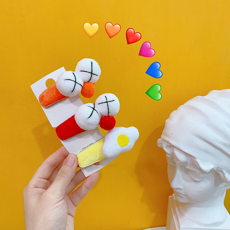 Net red ins Sesame Street Hair Clip Korea Cute Teenage Girl Clip Head Accessories Cartoon Plush Side Clip BB Clip Ho Egg