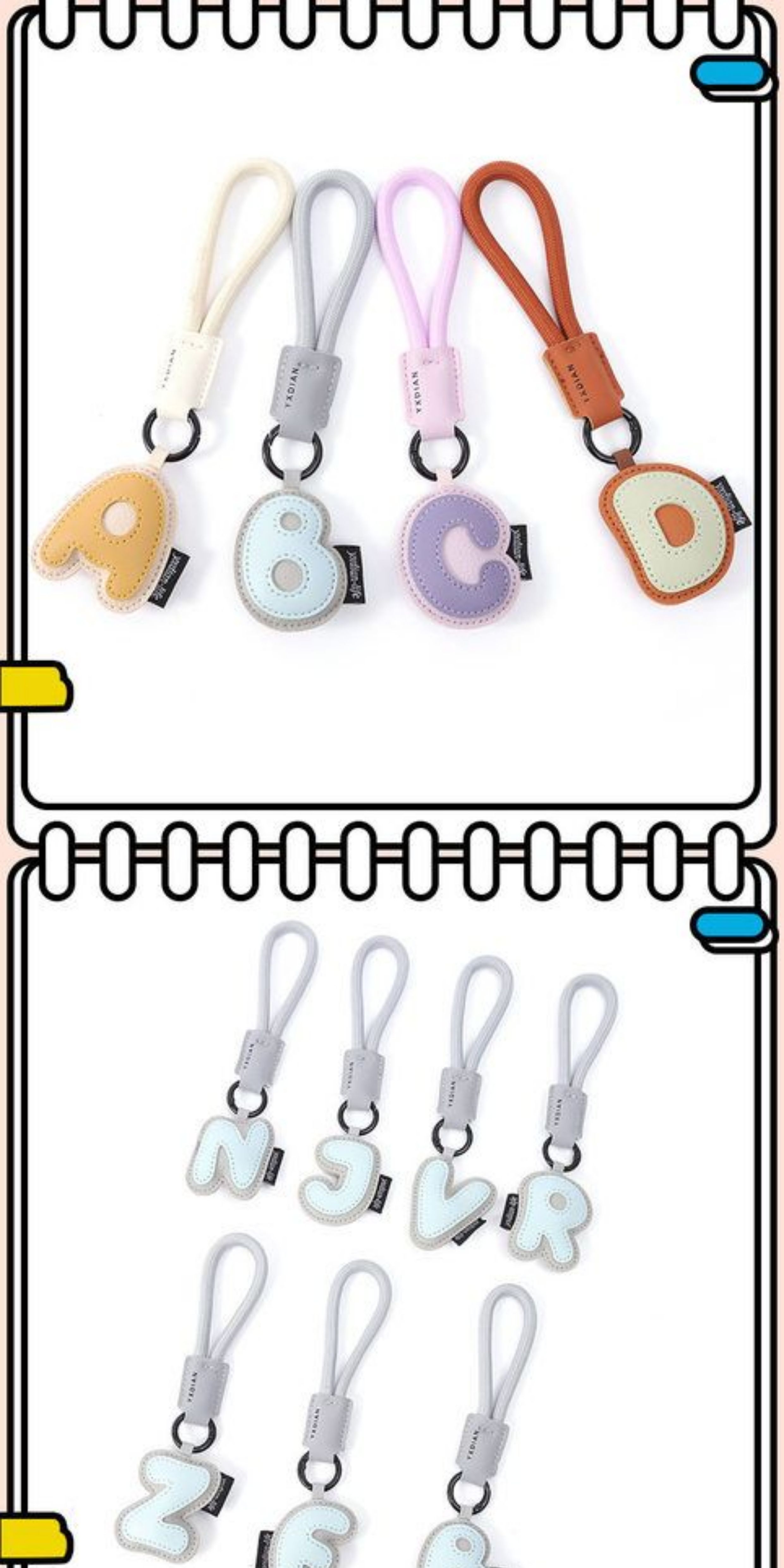 Letter Key Chain Cute Creative Bag Leather Pendant Couple Schoolbag Car Key Chain Lanyard Small Ornament_voghion.com