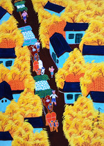 Golden automne Zhang selection Zhengzheng Rural automne harvest Hotel Nongjiayuanménages County Farmers Draw Size 52x38cm