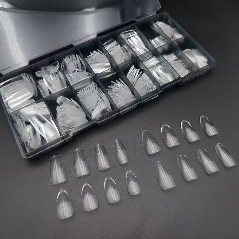 Y He's Same Style Full-Cover No-Build Nail Tips, Straight Square, Slim T, Oval, Almond, Semi-Matte, No-File Nail Patches, Cherry