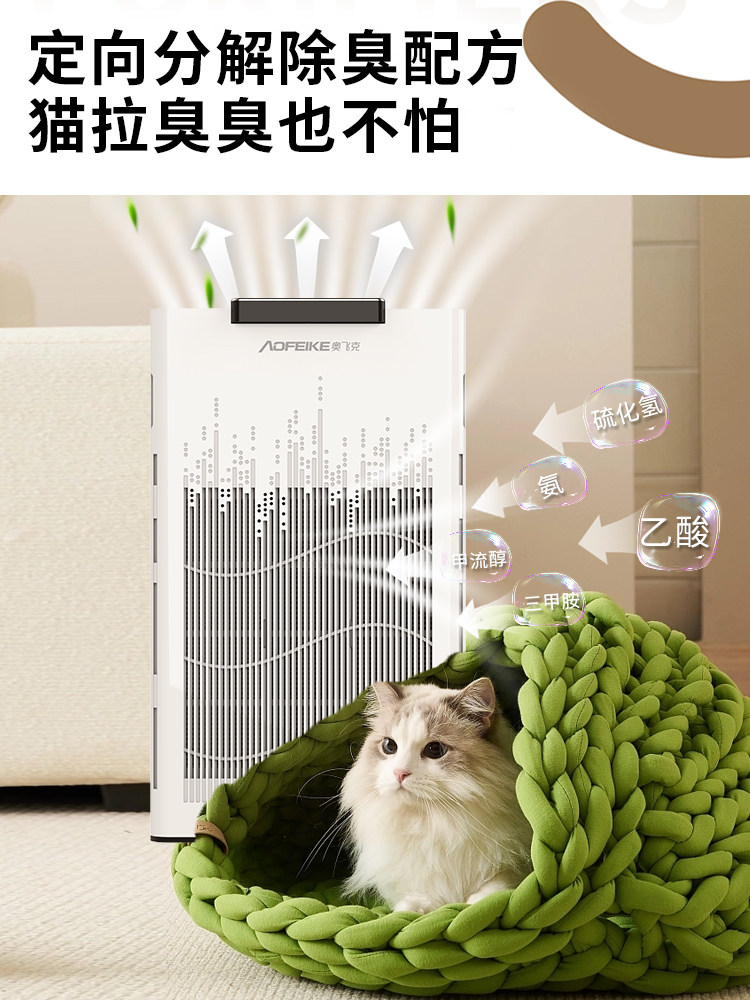 Pet-Specific Air Purifier for Cat Hair, Household Fully Automatic Negative Ion Cat Hair Remover and Deodorizer
