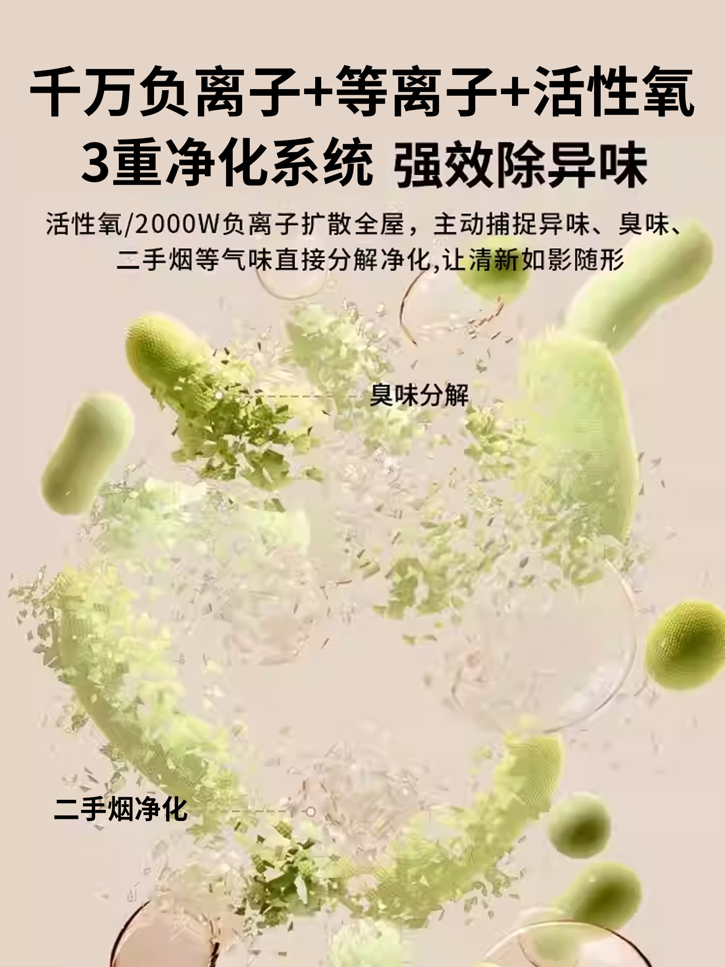 Bathroom Deodorizing Air Purifier, Toilet Odor Removal Device, Air Purifying Machine, Plug-In Room Odor Eliminator